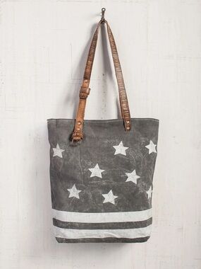 Mona B Star Struck Zippered Canvas Tote